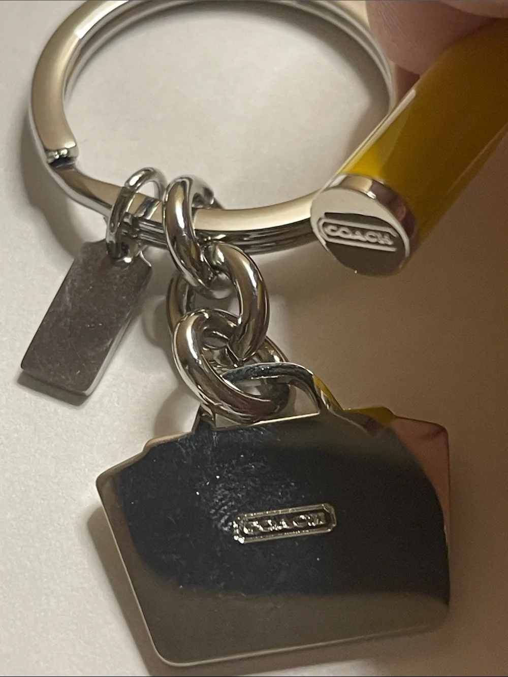 Coach Yellow Handbag Keychain Charm and Coach Pen